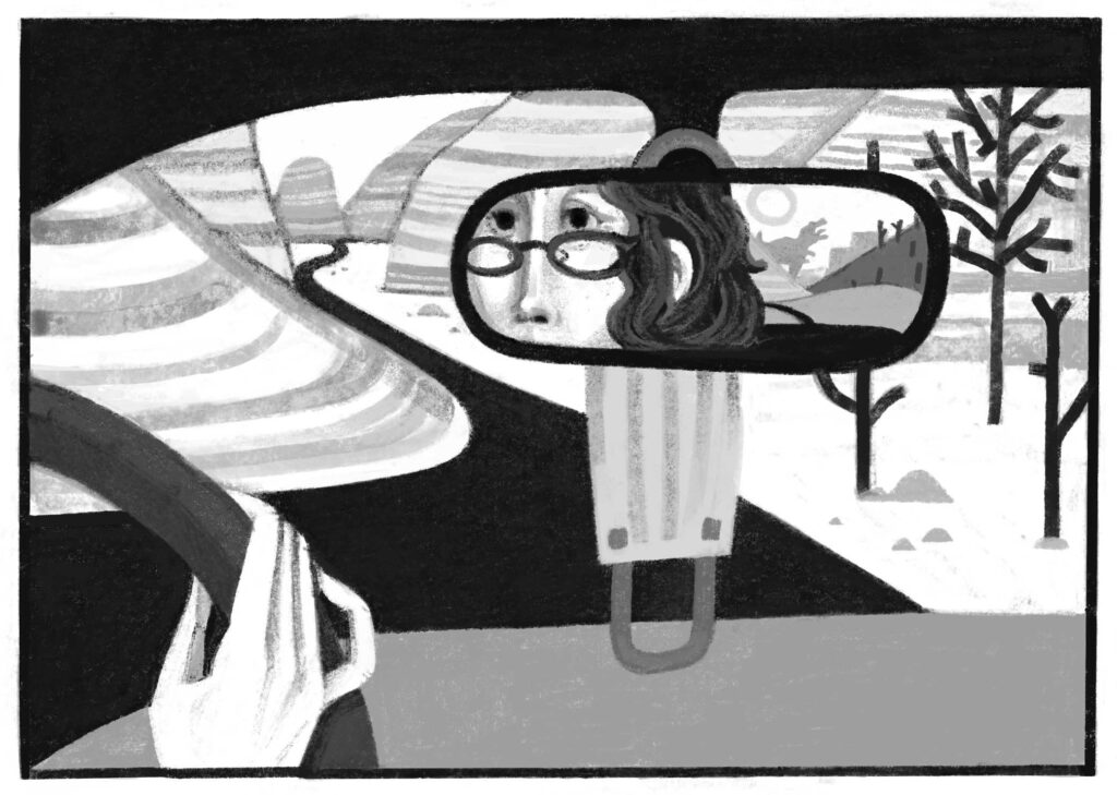 Illustration by Sarah Farquhar for Susan Grimbly’s review of “Half-Light” by Amy Kaler.