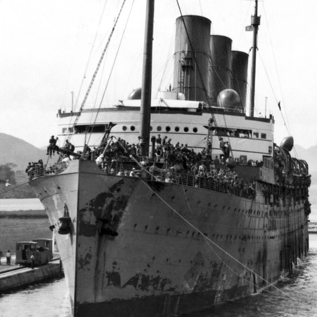 Passing through the Panama Canal in 1919