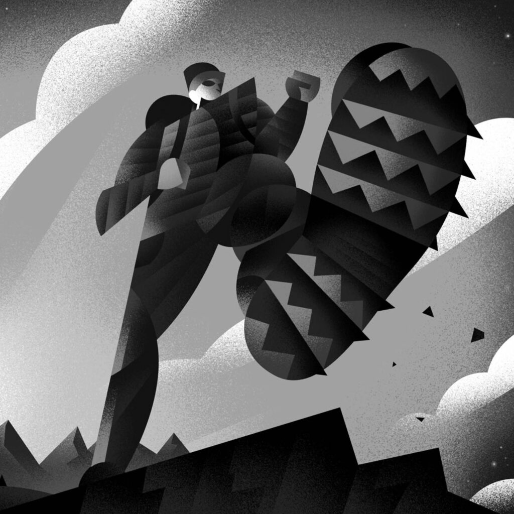 Illustration by Dave Murray for John Allemang’s October 2025 review of “The Explorer’s Gene” by Alex Hutchinson.