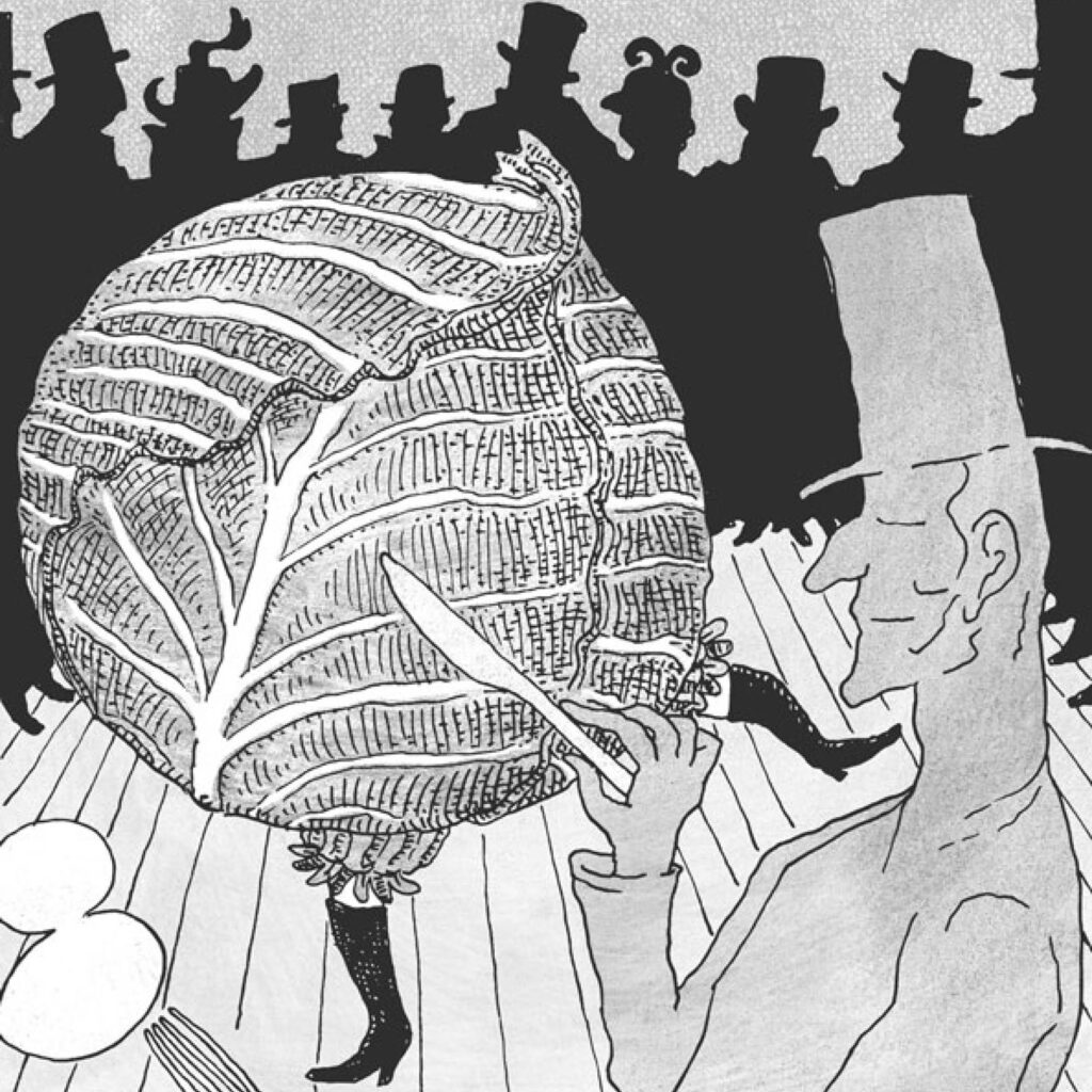 An illustration by Tom Chitty for James Chatto’s October 2025 review of “Tastes and Traditions” by Nathalie Cooke.