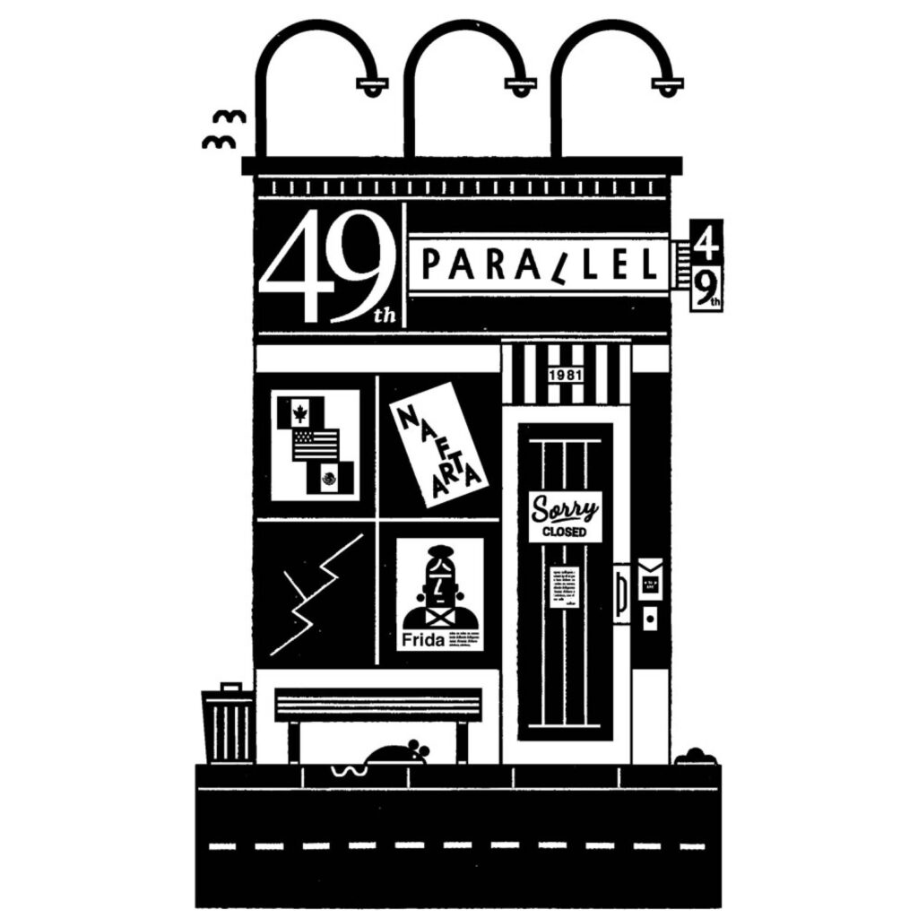 Illustration by Matthew Daley for Catherine Khordoc October 2025 review of “Les mots de la nation” by Jocelyn Létourneau, with Raphaël Gani.