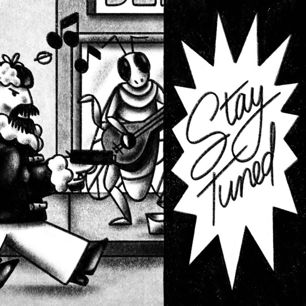 An illustration by Gwendoline Le Cunff for Aaron Obedkoff’s October 2025 review of “Valentine in Montreal” by Heather O’Neill and “We Used to Live Here” by Marcus Kliewer.