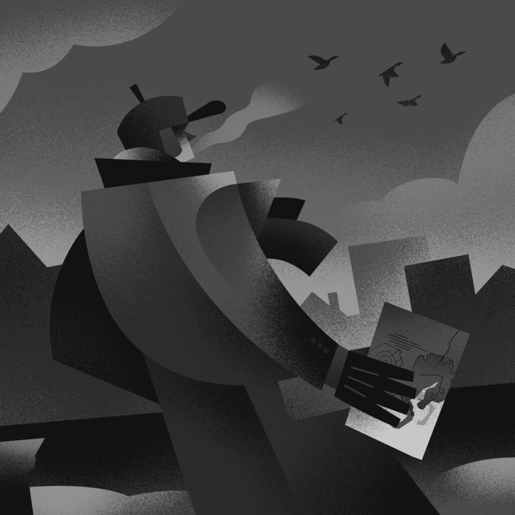 An illustration by Dave Murray for Jack Chambers January-February 2026 essay on rereading “The Catcher in the Rye” by J.D. Salinger