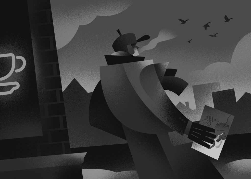 An illustration by Dave Murray for Jack Chambers January-February 2026 essay on rereading “The Catcher in the Rye” by J.D. Salinger