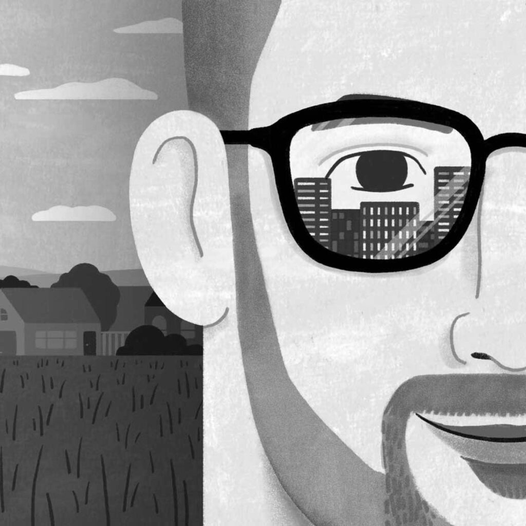 An illustration by Paige Stampatori for Graham Fraser’s January-February 2026 review of “Rue Duplessis” by Jean-Philippe Pleau.