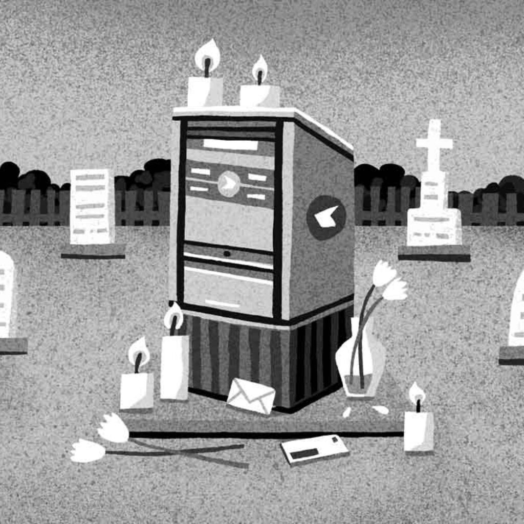 An illustration by Sandi Falconer for Dave Cameron’s March 2026 essay on Canada Post.