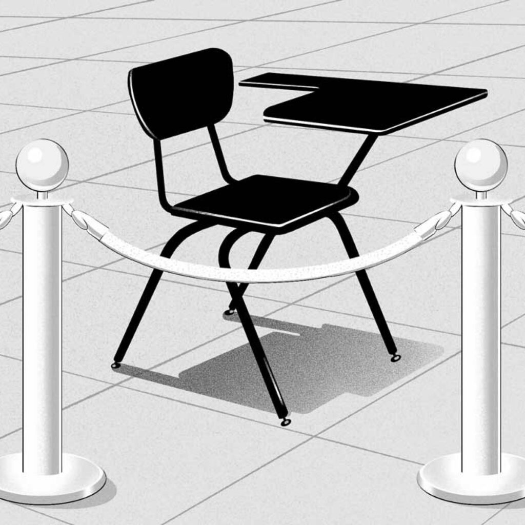 An illustration by Diana Bolton for Amanda Perry’s March 2026 review of "Séparés mais égaux" by Christophe Allaire Sévigny.