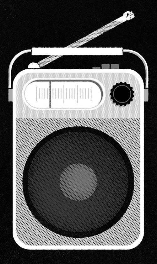 An illustration by Karsten Petrat for Christopher Waddell’s March 2026 review of “The CBC” by David Cayley.