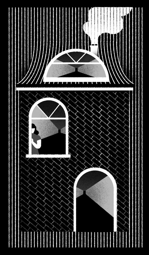 An illustration by Karsten Petrat for Stacey May Fowles May 2026 review of “The Valley of Vengeful Ghosts,” by Kim Fu.