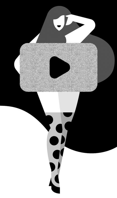 An illustration by Mateusz Napieralski for Rose Hendrie’s May 2026 review of “Variations on a Dream” by Angélique Lalonde, “Mainstreaming Porn” by Elaine Craig, and “Sex Work in Popular Culture” Lauren Kirshner.