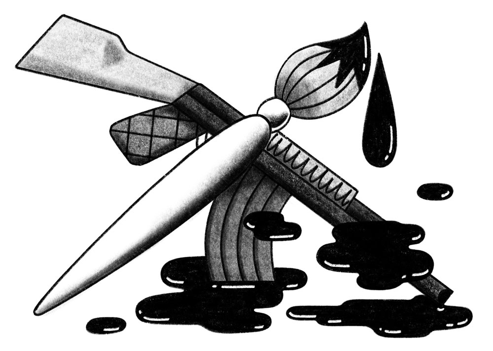 An illustration by Gwendoline Le Cunff for Catherine Khordoc’s May 2026 review of “L’Obsession du rouge,” by Dany Laferrière.