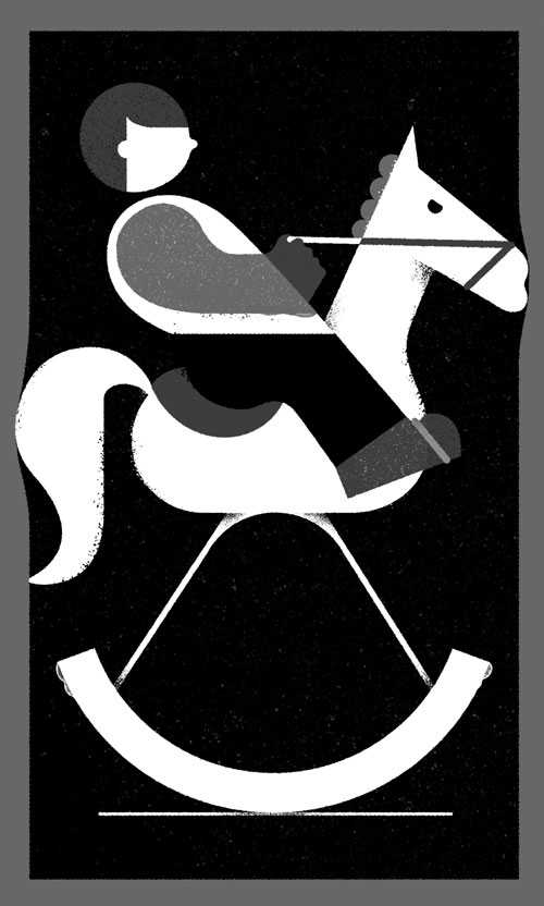 An illustration by Karsten Petrat for Graham Fraser’s June 2026 review of “L’Enfant vieux,” by Stéphane Kelly.