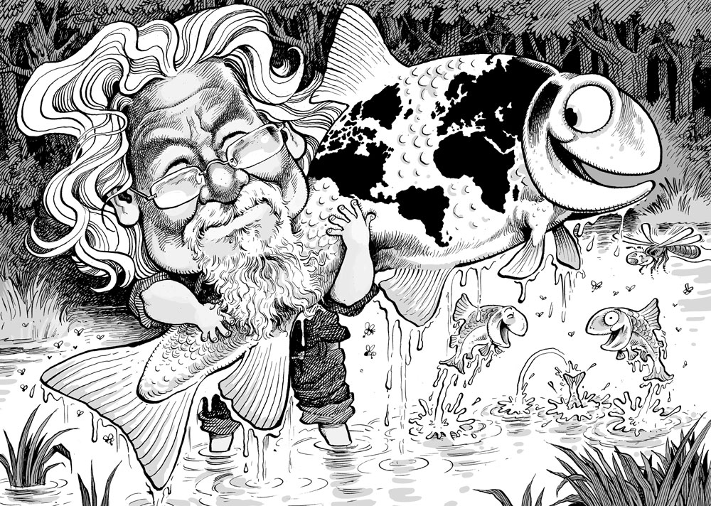 An illustration by David Parkins for Jude Isabella’s June 2026 review of “Lessons from a Lifetime,” by David Suzuki with Ian Hanington.