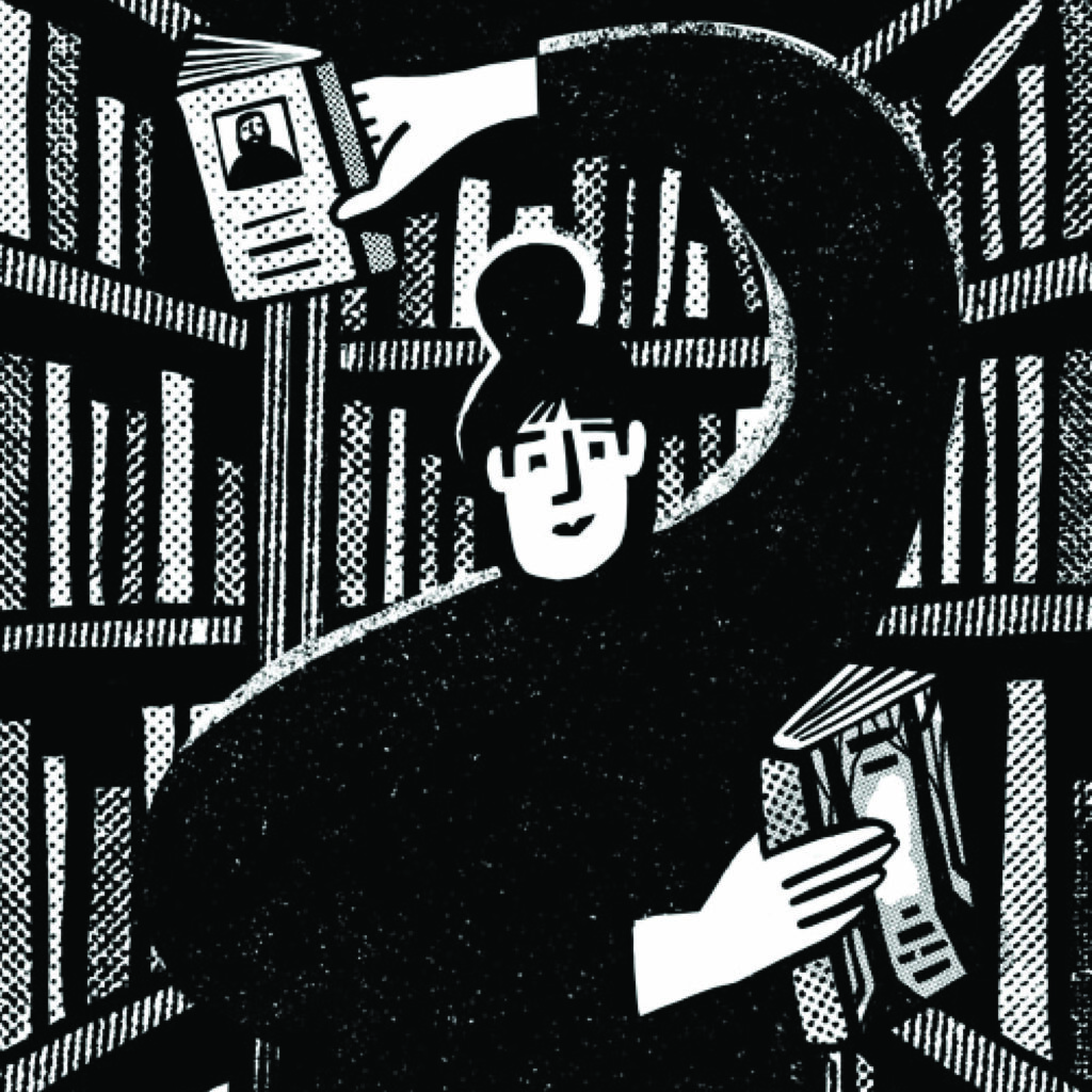 An illustration by Sandi Falconer for Amanda Perry’s June 2026 review of “Pour un paquet de Player’s,” by Daniel Grenier and “La Maison du rang Lynch,” by Alexie Morin.