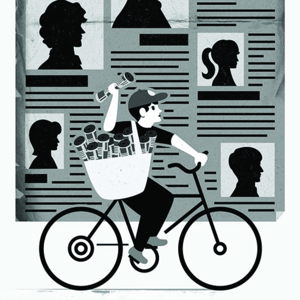 An illustration by Blair Kelly for Gary Ross’s June 2026 essay, “Those Early Morning Rounds.”