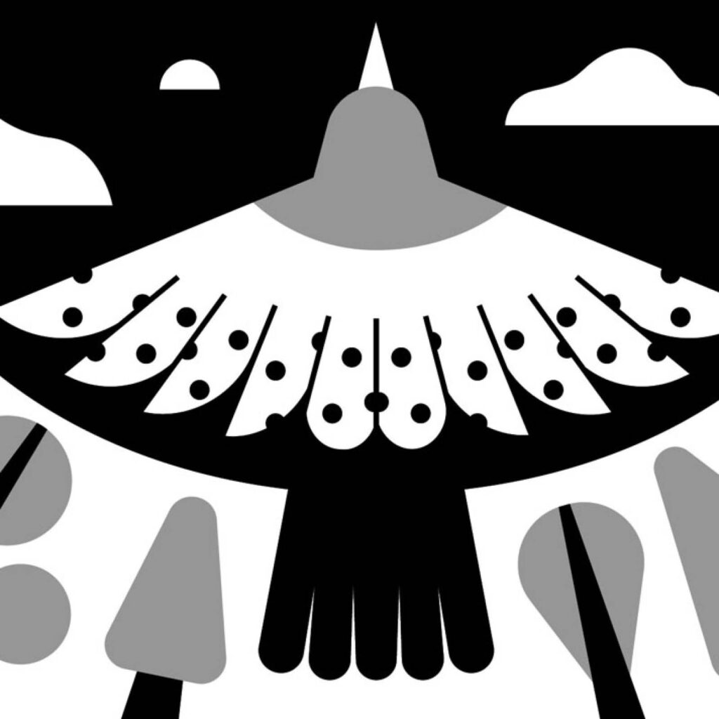An illustration by Mateusz Napieralski for Kelly Baron’s July/August 2026 review of “The Wren,” by A.F Moritz.