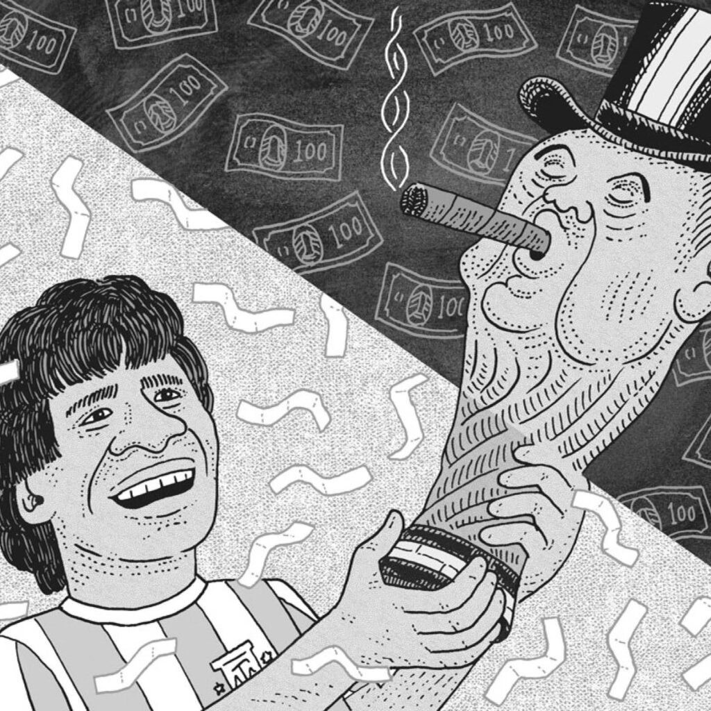 An illustration by Tom Chitty for James Brooke-Smith’s July/August 2026 article “Pitch Perfect?”