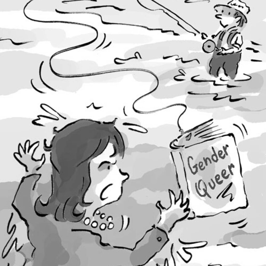 An illustration by Scot Ritchie for Amanda Perry’s July/August 2026 article “How Graphic Are These Novels?”