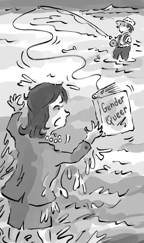 An illustration by Scot Ritchie for Amanda Perry’s July/August 2026 article “How Graphic Are These Novels?”