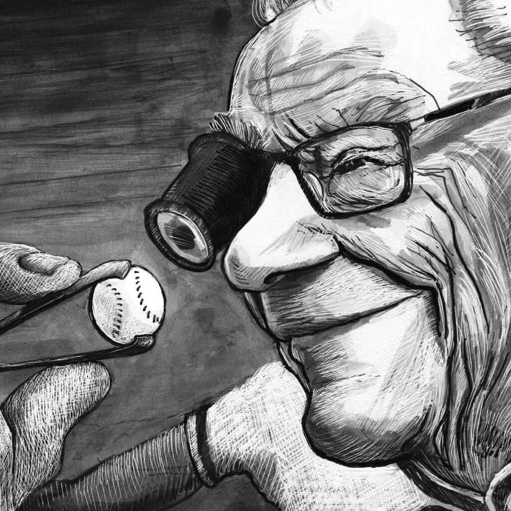 An illustration by Silas Kaufman for Cecily Ross’s September 2026 review of “Pearl” and “Barefoot Gringo,” by George Bowering.
