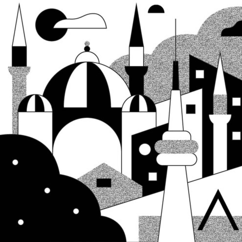 An illustration by Mateusz Napieralski for Emily Mernin’s September 2026 reviews of “The Furrow,” by Valérie Manteau and “Dying in Toronto,” by Daša Drndić.