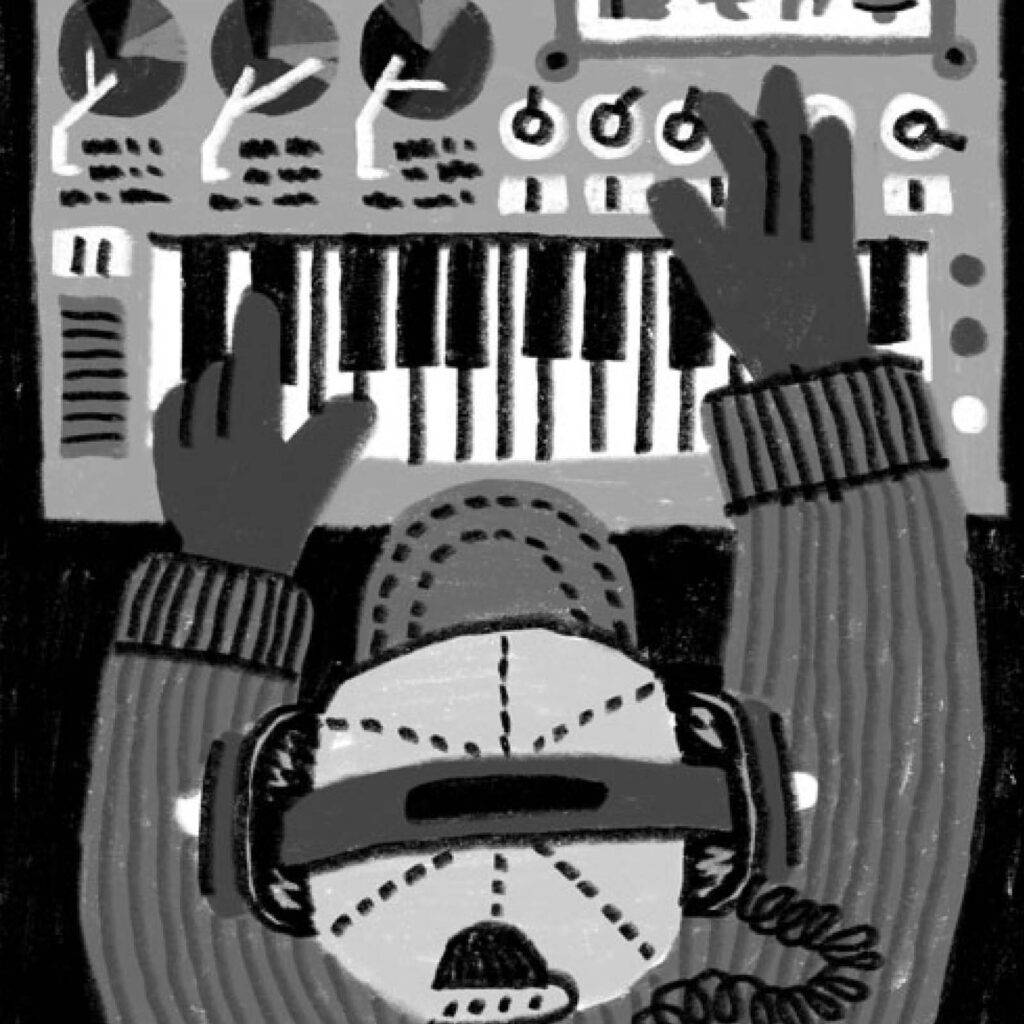 An illustration by Alexander MacAskill for Rosie Long Decter’s September 2026 review of “Ways of Listening,” by Rollie Pemberton.