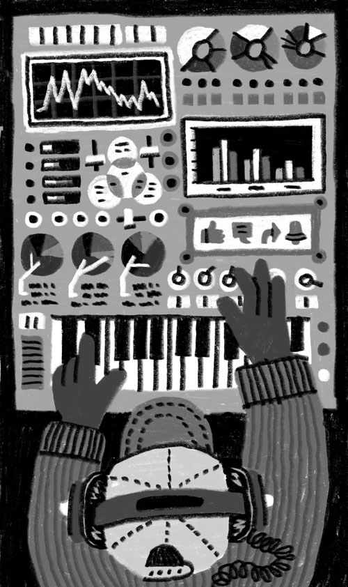 An illustration by Alexander MacAskill for Rosie Long Decter’s September 2026 review of “Ways of Listening,” by Rollie Pemberton.