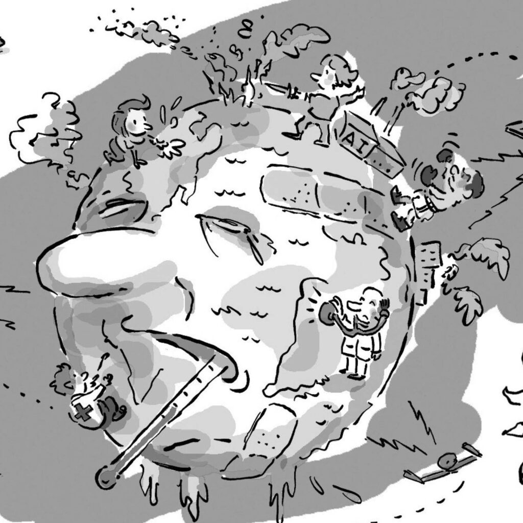 An illustration by Scot Ritchie for Darrell Varga’s October 2026 review of “The Future Belongs to Those Who Fight,” by Todd Dufresne.