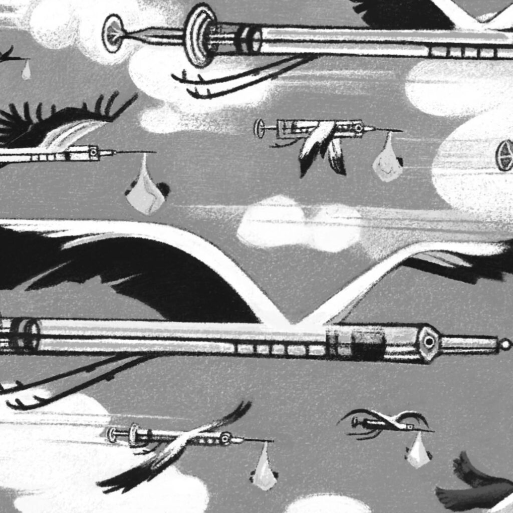An illustration by Sarah Farquhar for Lisa Gregoire’s November 2026 review of “In Fertility,” by Kathryn Blaze Baum.