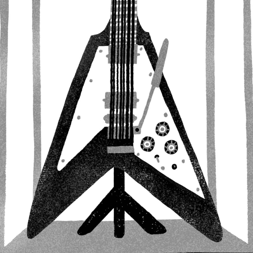 An illustration by Sandi Falconer for Michael Strizic’s November 2026 review of “Battle Axes,” by Sean Kelly.