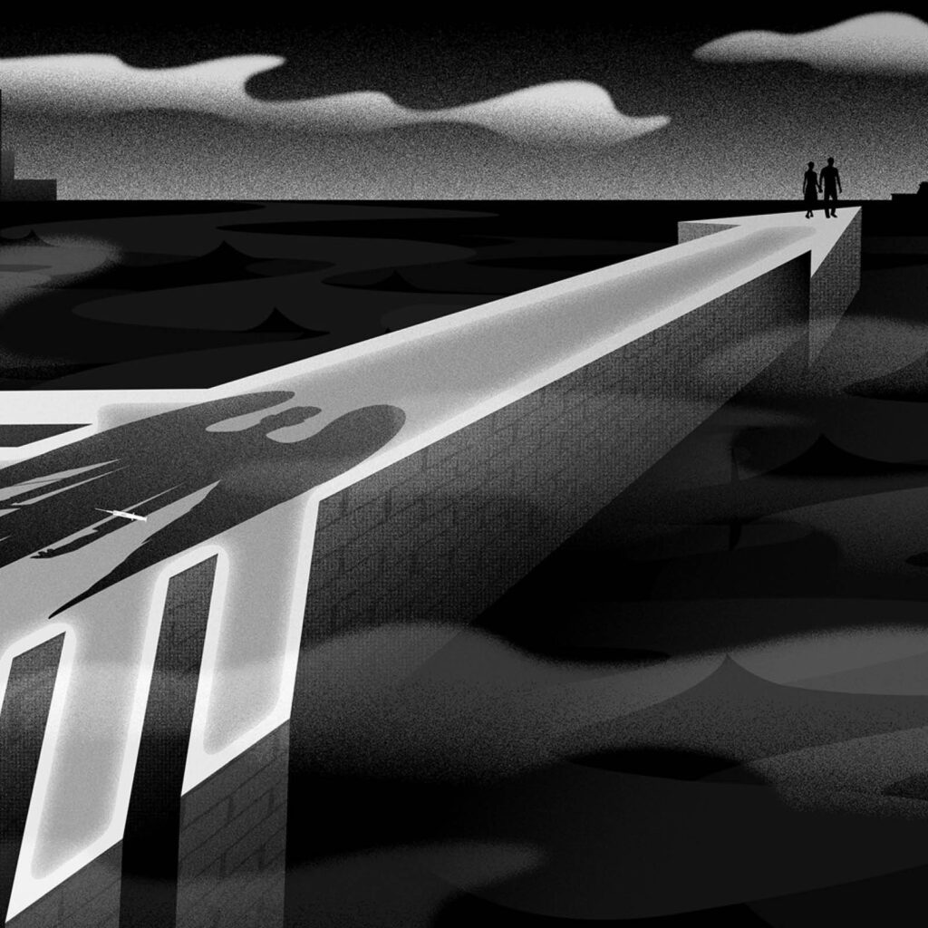 An illustration by Neil Webb for John Casey’s November 2026 review of “Daphnis and Chloe,” by Colin McAdam.