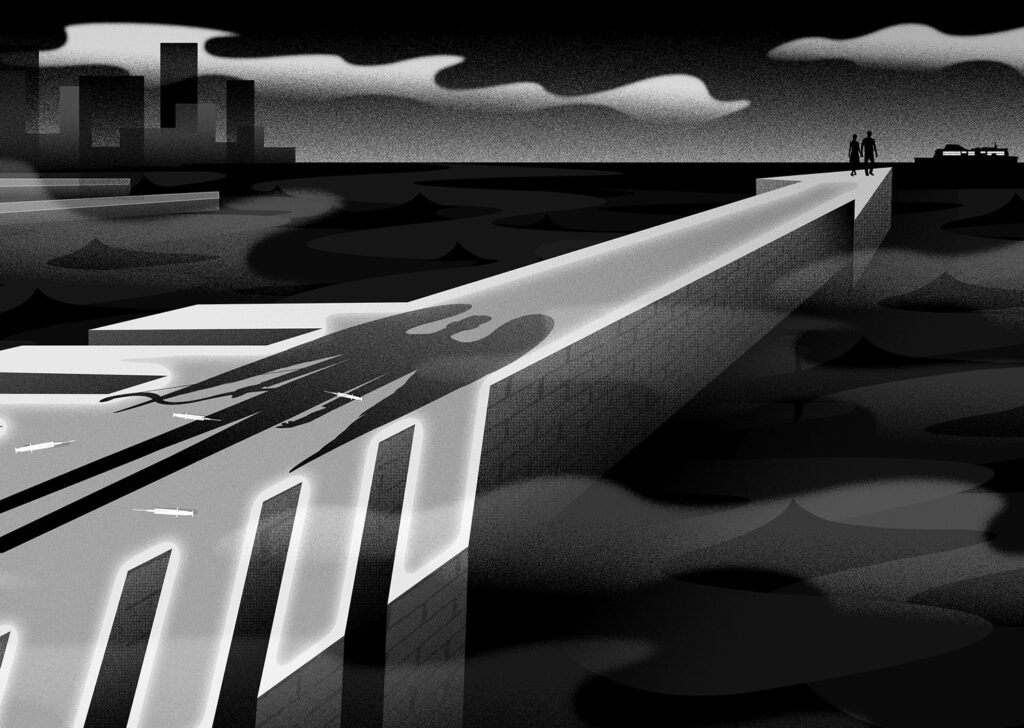 An illustration by Neil Webb for John Casey’s November 2026 review of “Daphnis and Chloe,” by Colin McAdam.