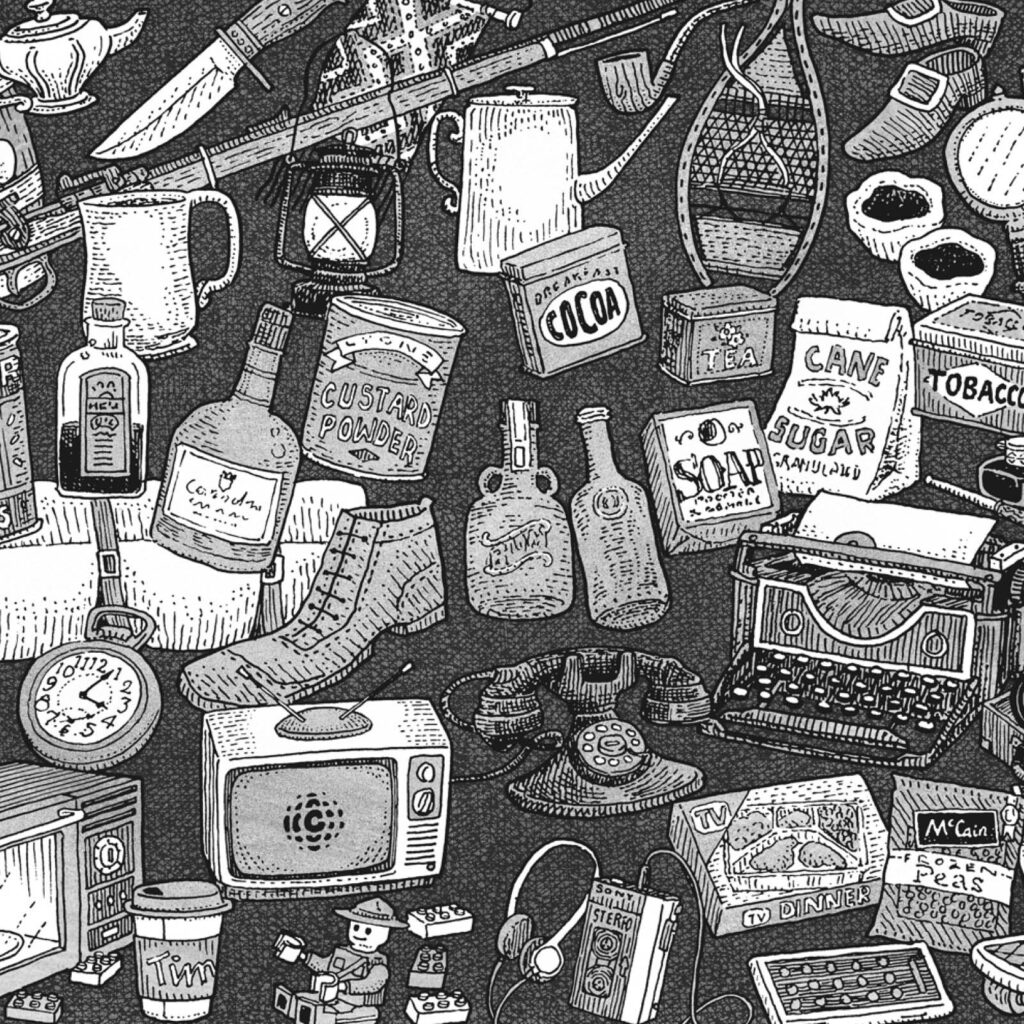 An illustration by Tom Chitty for Pamela Divinsky’s November 2026 review of “The Dominion of Shoppers,” by Steve Penfold.