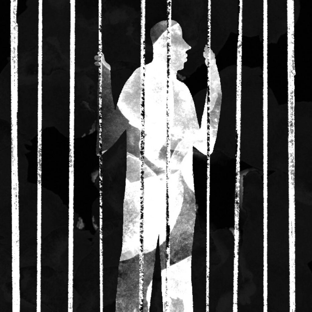 An illustration by Natàlia Pàmies Lluís for Maria Cichosz’s November 2026 review of “What Would You Do Alone in a Cage with Nothing but Cocaine?” by Hanna Pickard.